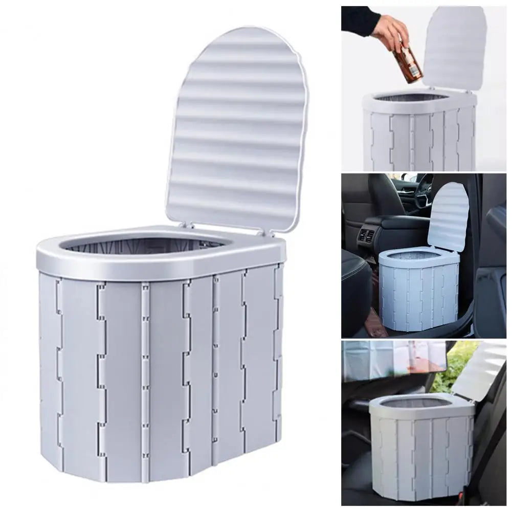 Camping Folding Toilet with Lid Great Load Bearing Long Travel Toilet Wide Seat Adult Car Potty with Storage Bag And Trash Bags