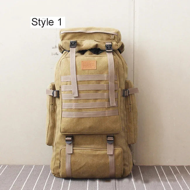 60L Large 2024 New Bag Canvas Backpack  Bags Camping Hiking Rucksack  Mochila bolsoa Travel Molle Men Outdoor sport