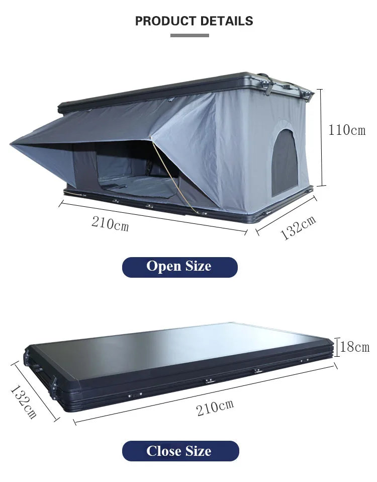 3-4 person 4x4 Camping Rooftop Tent  Aluminum Hard Shell Car Rooftop Tent Clamshell Aluminum Shell Roof Top Tents for Vehicles