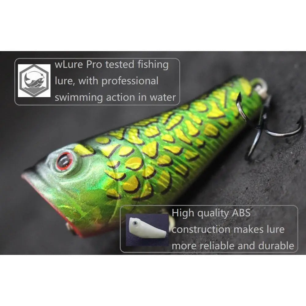 wLure Topwater Surface Fishing Lure 5.1cm 7.8g Small Size Popper with Red Mouth Twitch Lure #8 Hooks Assort Colors T620